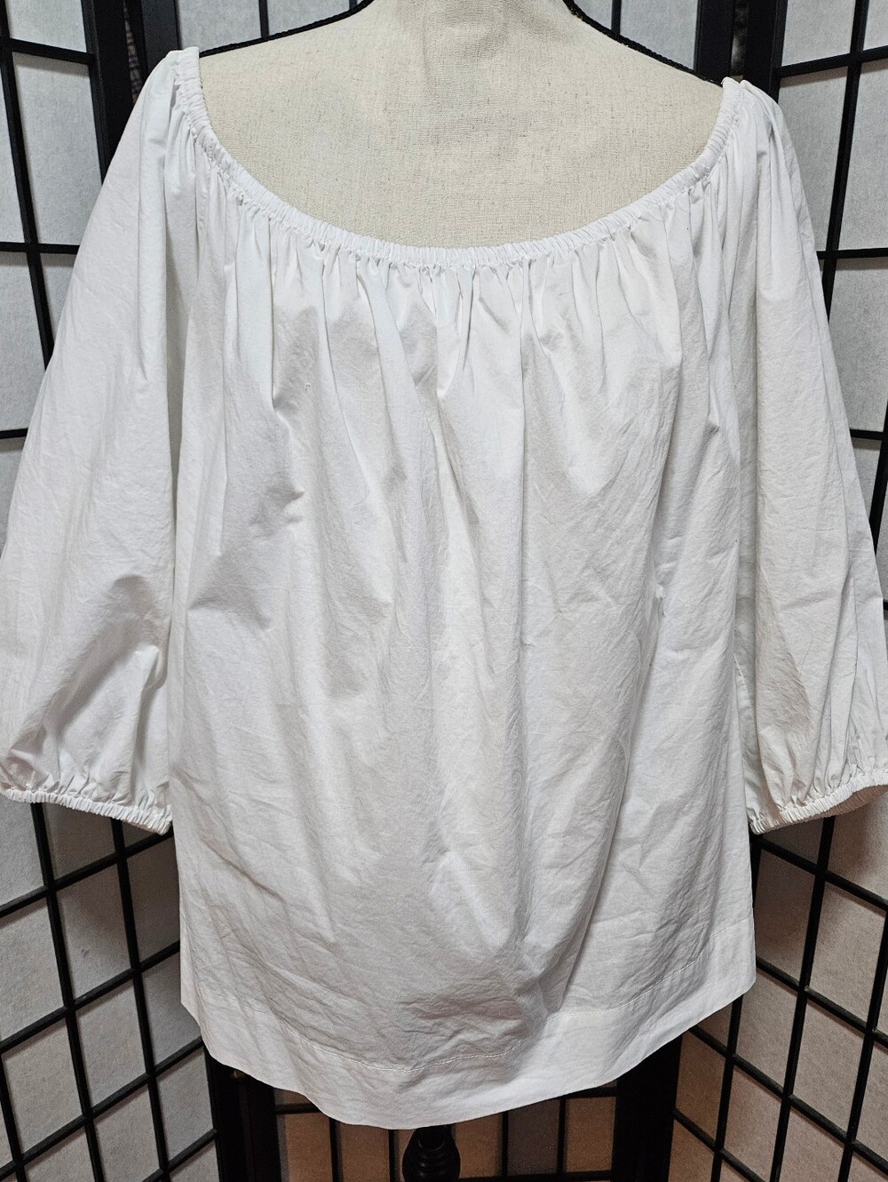 H&M White XL Off The Shoulder Poplin Peasant Blouse